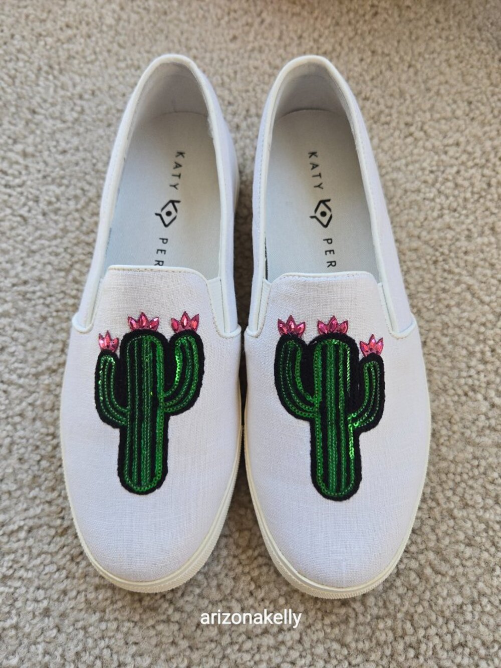 NIB Sequined Cactus Sneakers Slip-on Shoes Size 7.5 Saguaro Southwest Desert